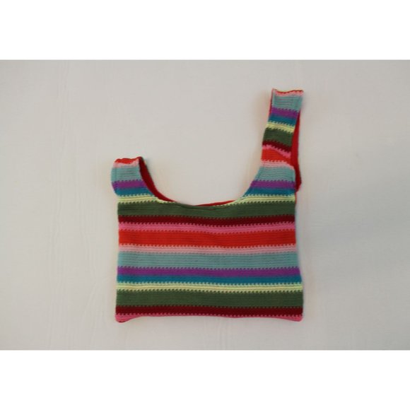 Rainbow Knit Stripes Reversible Japanese Knot Bag - Picture 4 of 4